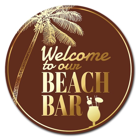Signmission Beach Bar Circle Vinyl Laminated Decal D-48-CIR-Beach bar